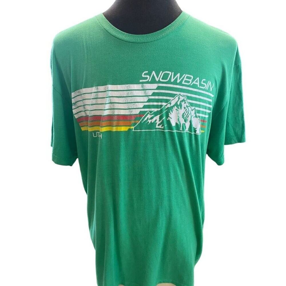 XXL Next Level Retro Style Snowbasin Utah Green Graphic T-shirt Tee